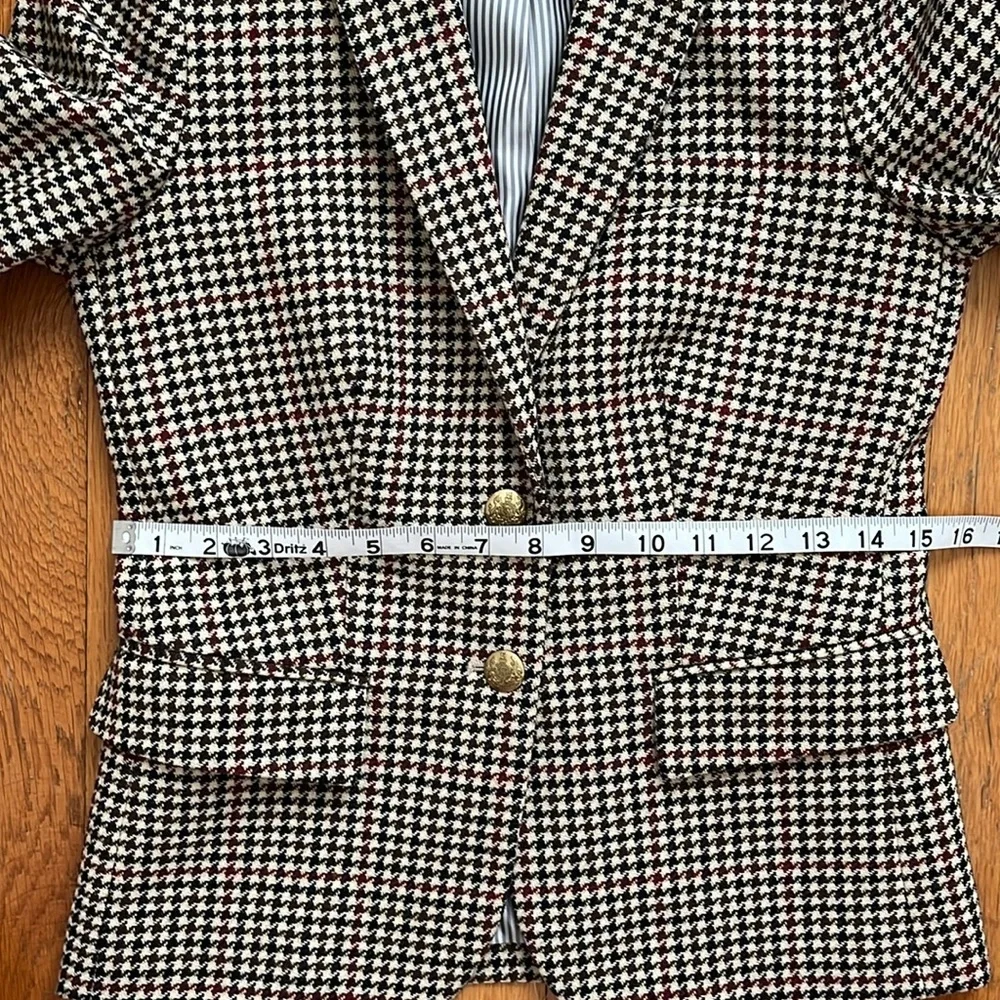 J.Crew Fitted Herringbone Plaid Two Button Wool Blend Blazer Jacket Size 00 - Picture 14 of 15